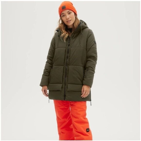 O’Neill Azurite Women’s Black Ski Jacket Insulated Hooded Winter Coat Size Large - Picture 1 of 14